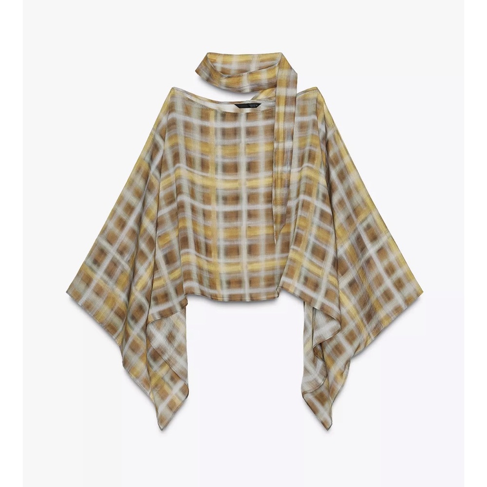 Zara Plaid Poncho Scarf Cape